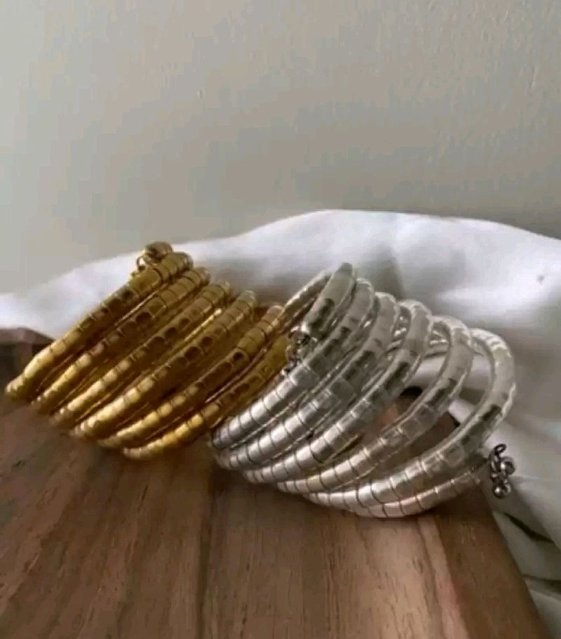 Combo Of 2 Spiral Bracelet ( GOLD + SILVER)