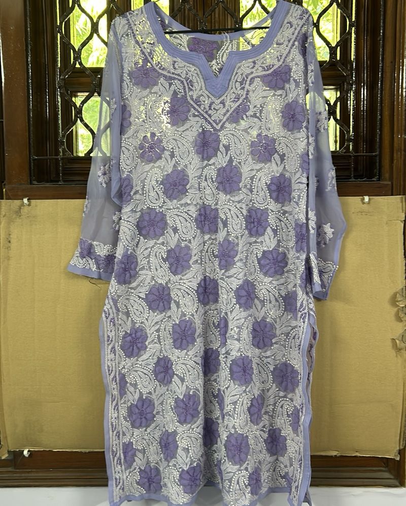 Purple Kurti Chikankari