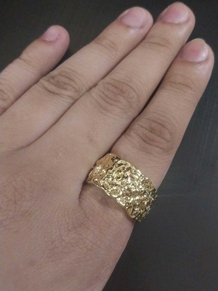 Hammered Metal Gold Plated Ring Anti Tarnish