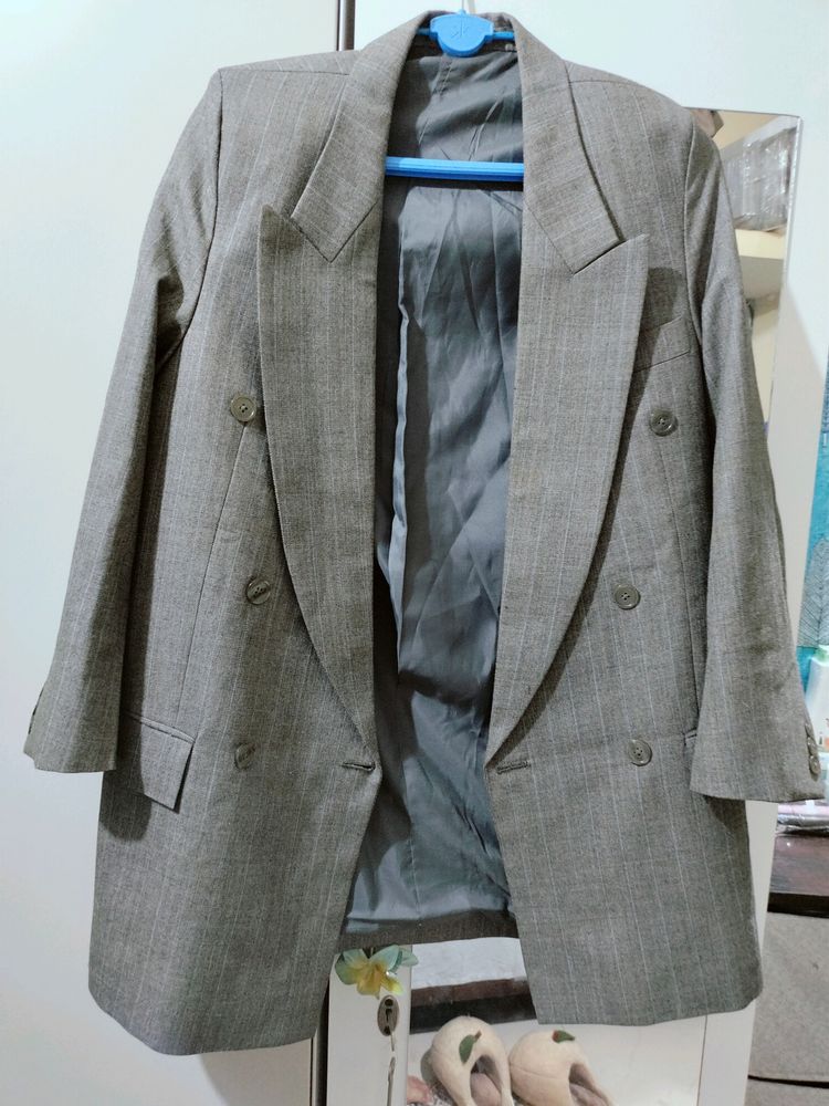 Vintage Grey Linen Blazer