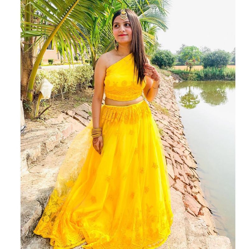 Yellow Crop Top Lehenga