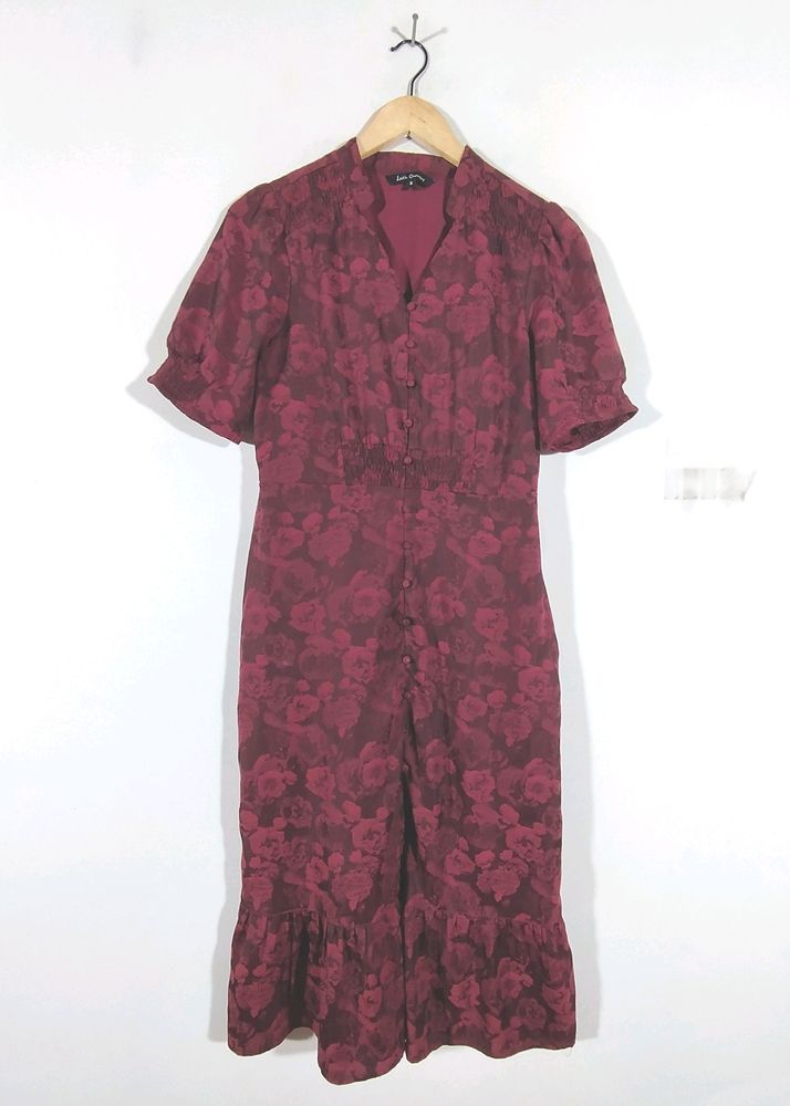 Maroon Floral Print Dress (Women's)