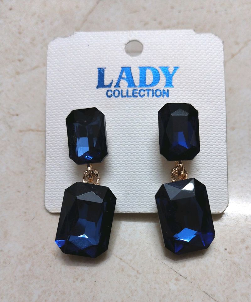 Blue Crystal Dangling Earrings