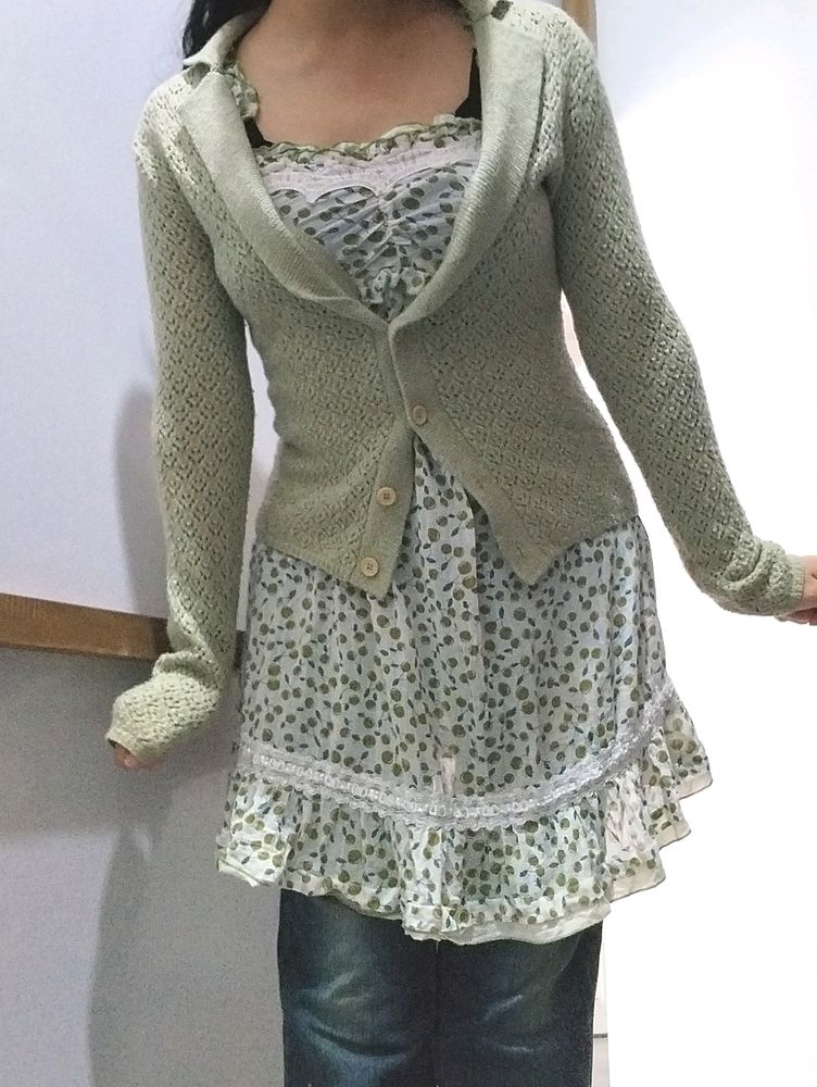 Green Knit Sweater / Cardigan