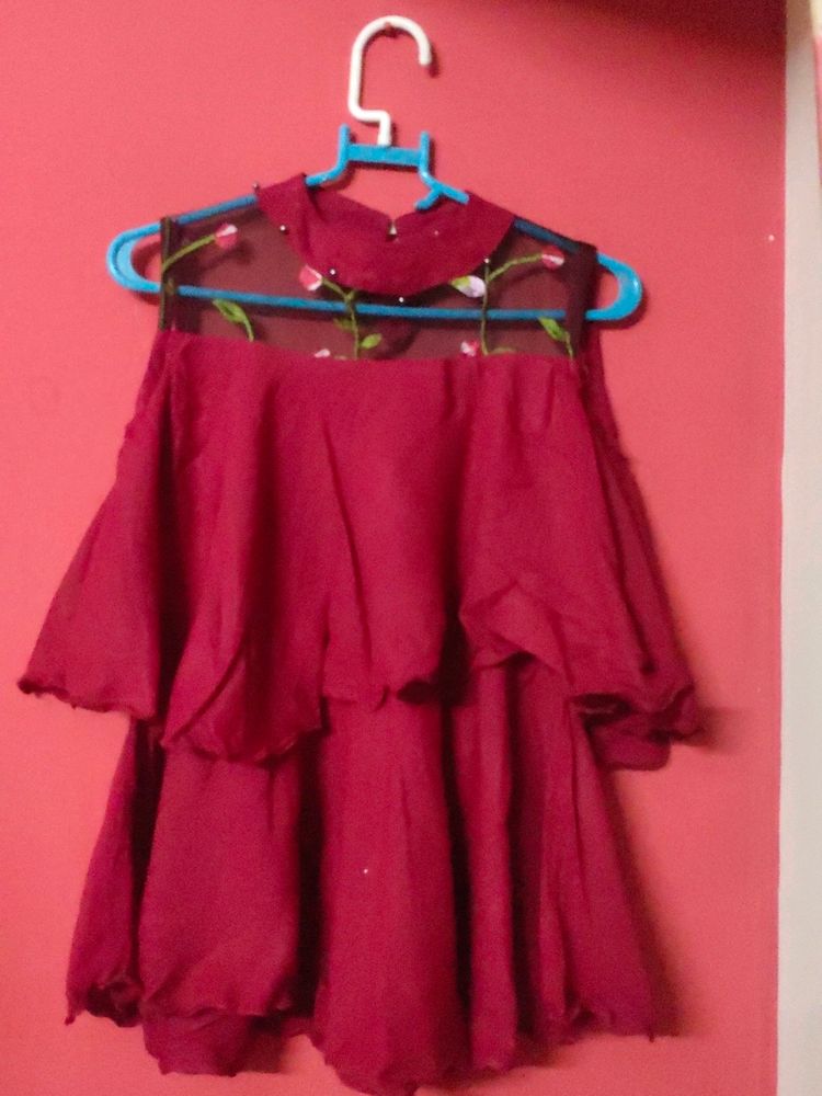 Burgundy Frill Top| Like New