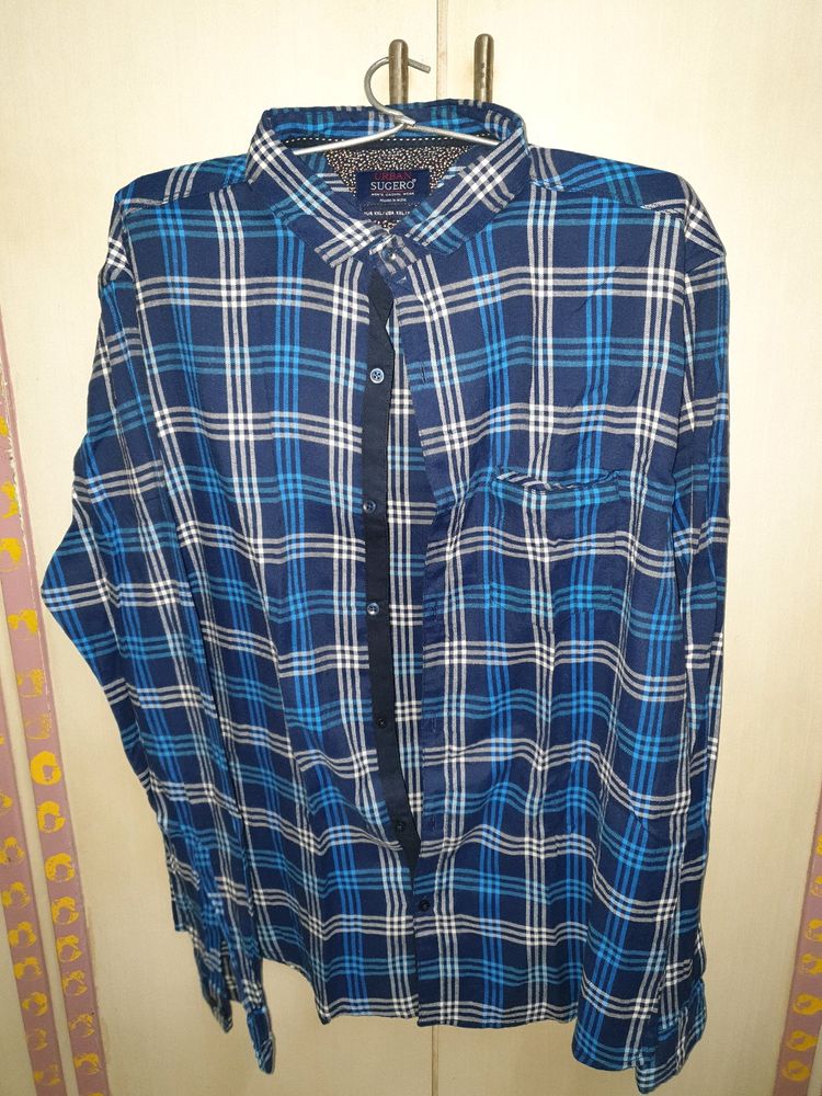 Blue Party-Wear Full Sleeves Shirt