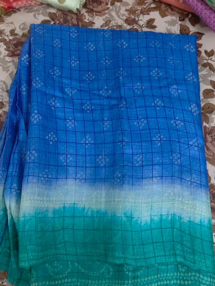 Sea Green With Blue Colour Pallu Cotton Mix Saree