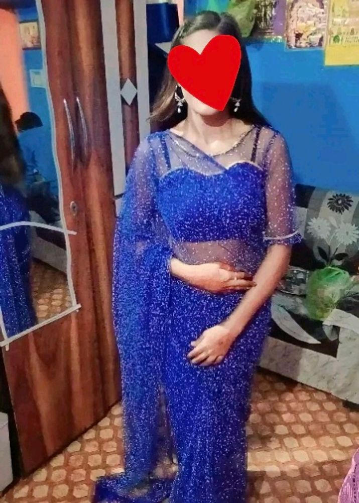 Fancy Blue Saree💖