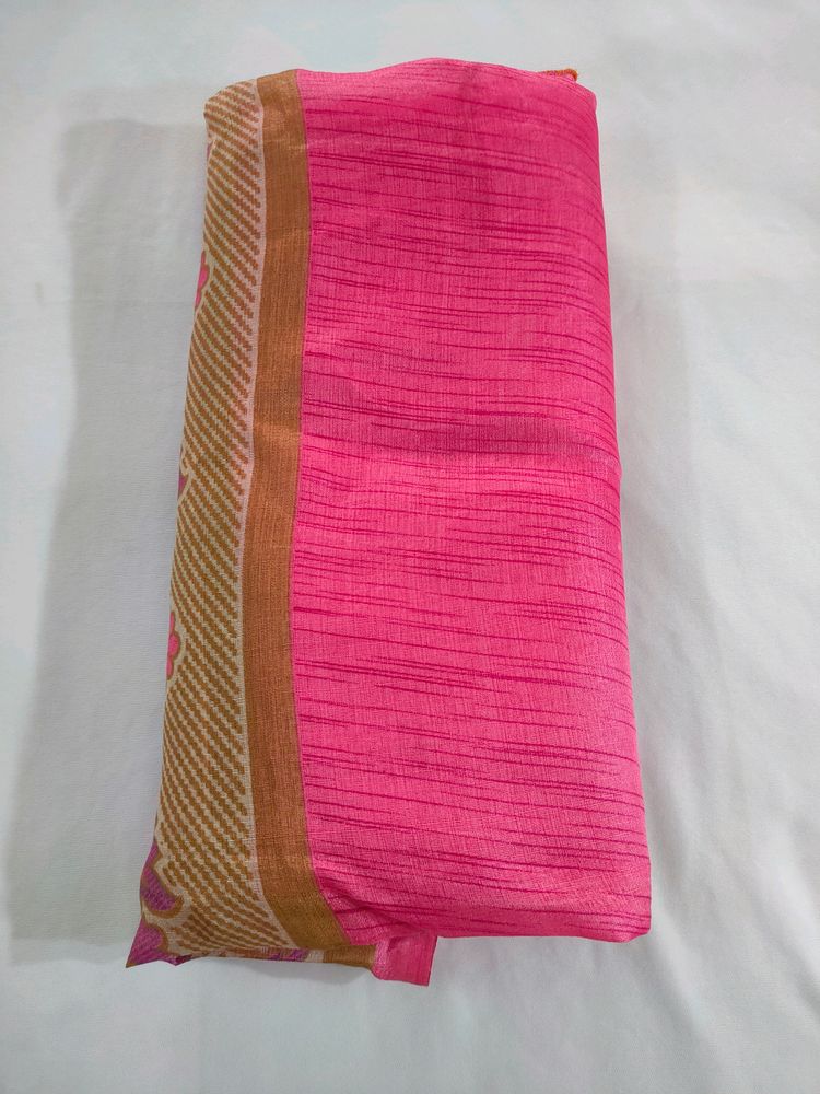 Pink Bhagalpuri Silk Saree Without Blouse Piece