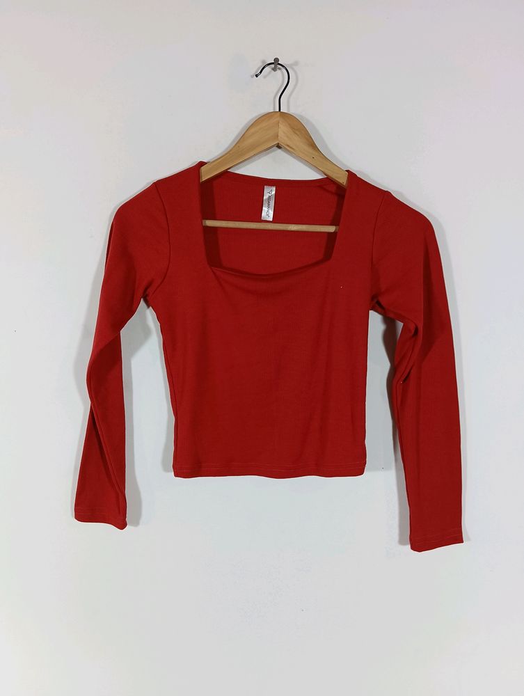 Red Plain Casual Top (Women)