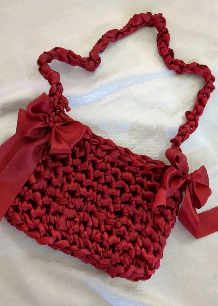 Handmade Ribbon Crochet  Bag Pinterest Inspired