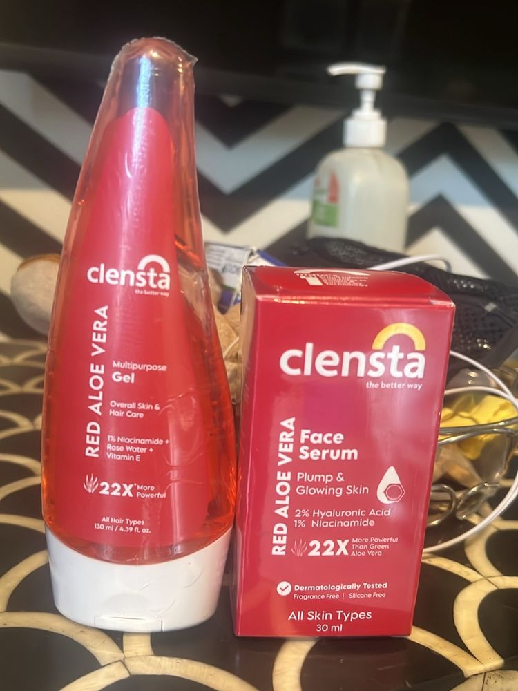 Clensta Face Serum and Aloe Vera Gel