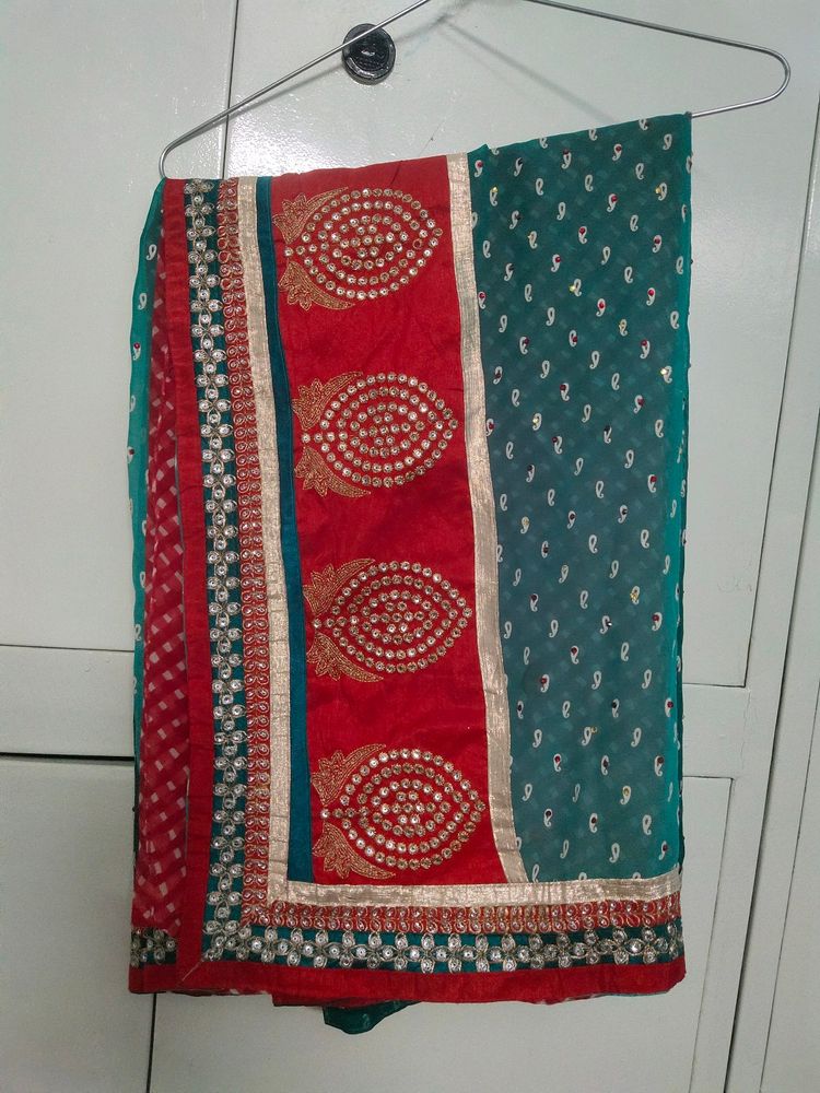 Two Toned Saree With A Heavy Border