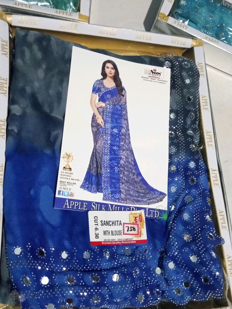 Pure Georgette Sarees With Running Blouse