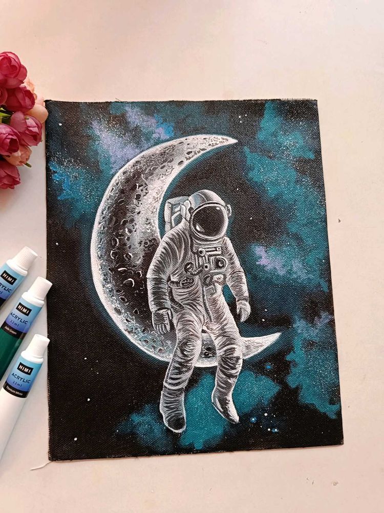 Astronaut Moon Painting