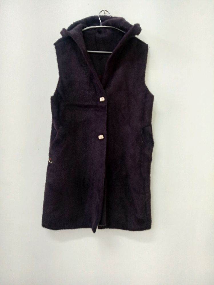 Sleeveless Hooded Cardigan