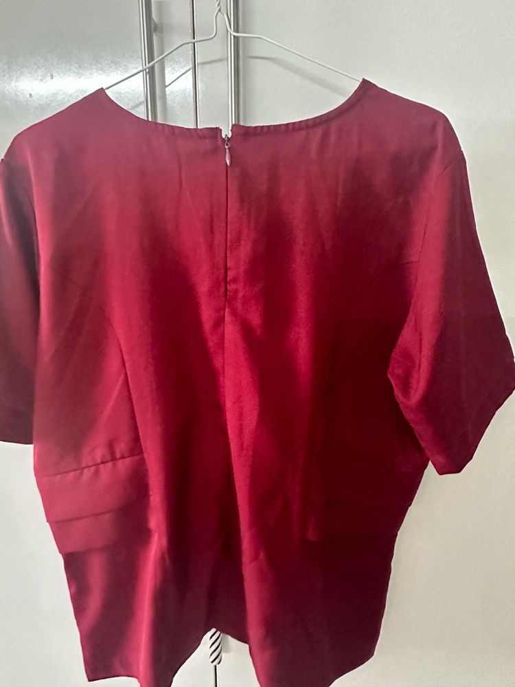 Maroon L Size Marie Claire Panelled Top