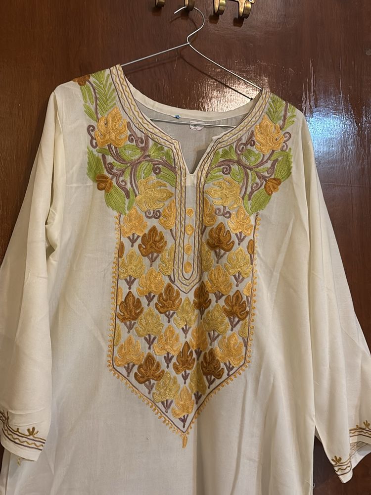 White Kashmiri Kurti