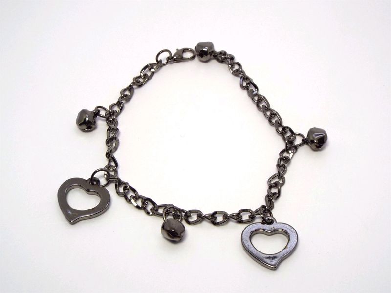 Black Silver Heart Design ladies Chain Bracelet