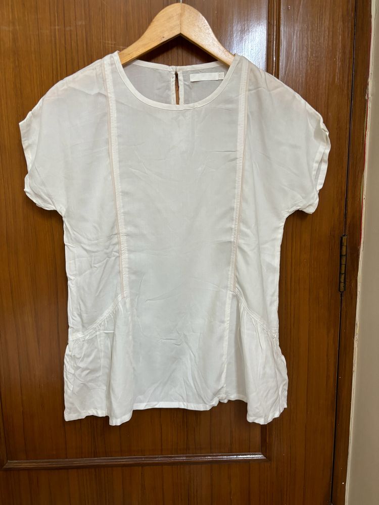 White Cute Top With Frill (🍀Rs.30 Off)