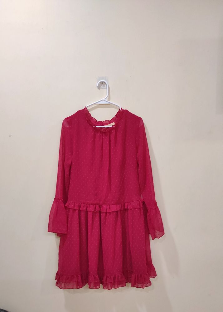 Dressberry Knee Length Red Dress