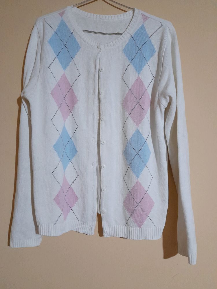 White Pattern Sweater.