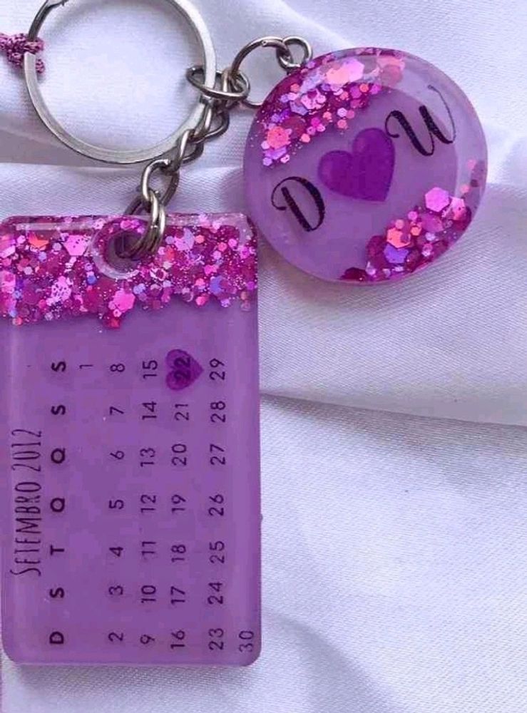 Customised Resin Save The Date Keychain