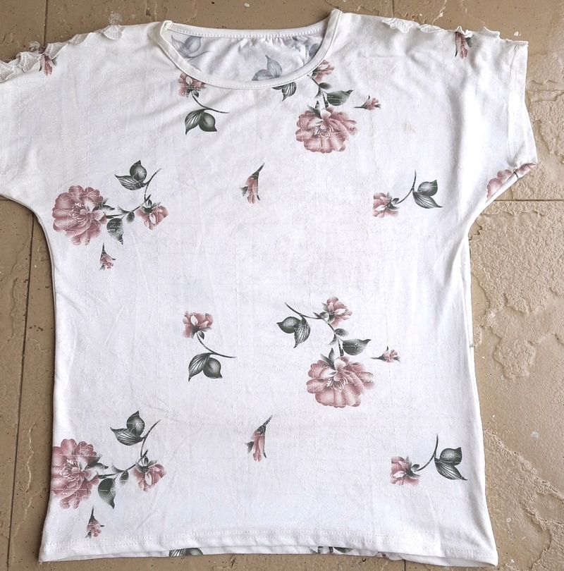 White floral Korean Top