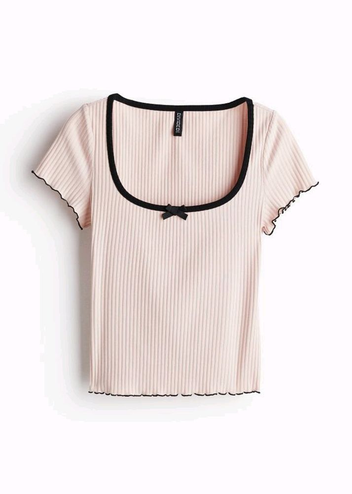 H&M Overlock Detail Ribbed Top