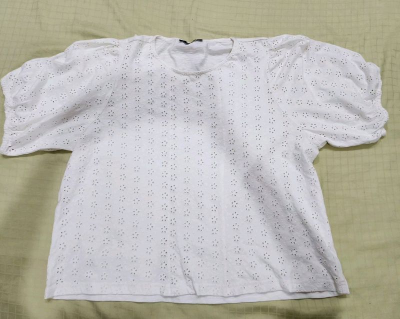 White Chikankari Top