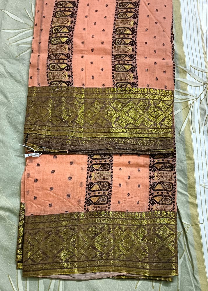 Peach  Bengal Cotton Saree