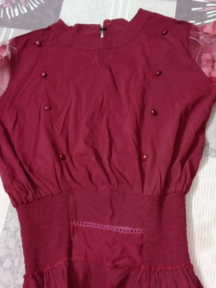 Maroon Balloon Style Top