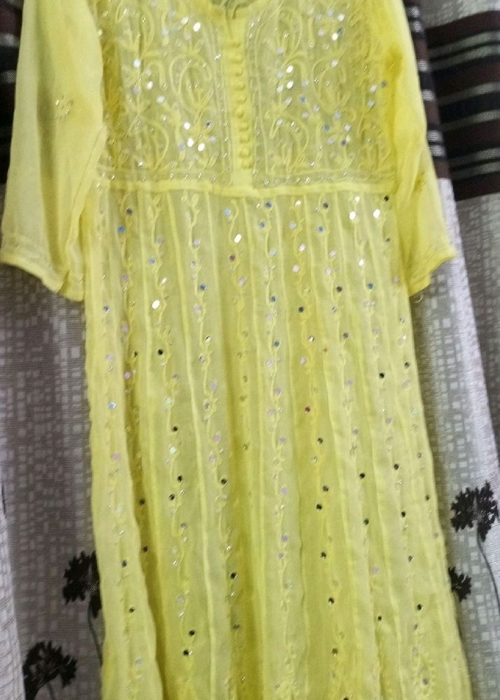 Georgeous Yellow Anarkali Kurta