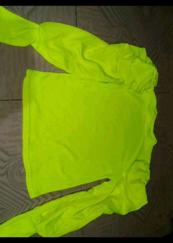 Neon Top With Fluffy Shoulders