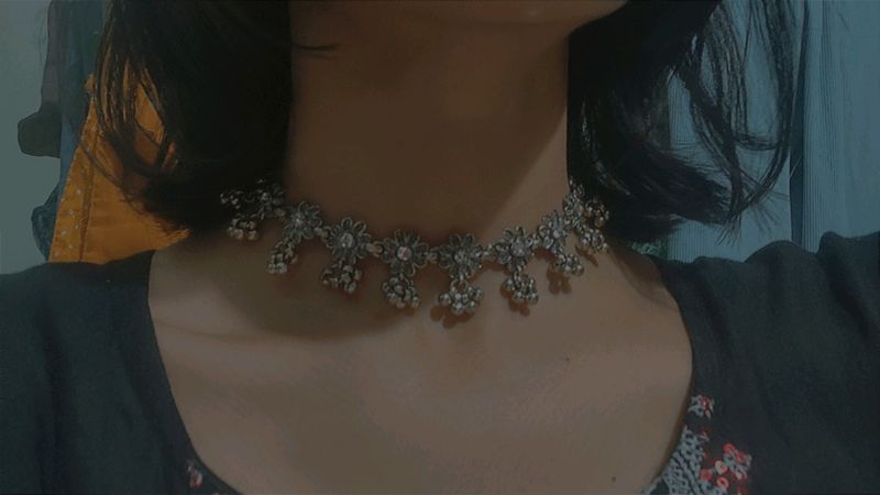 Oxidised Flower Choker