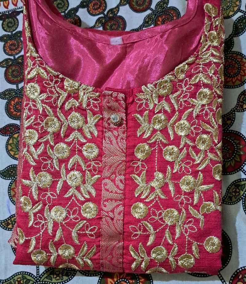 Chanderi Embroided Fancy Kurti