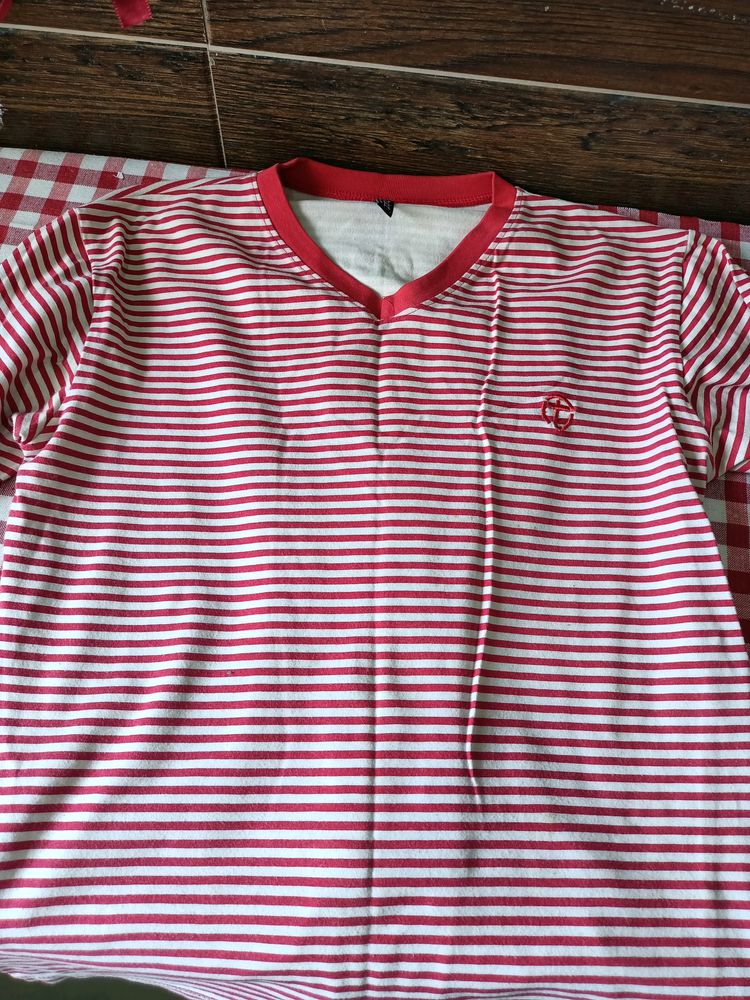 red and white pullover top