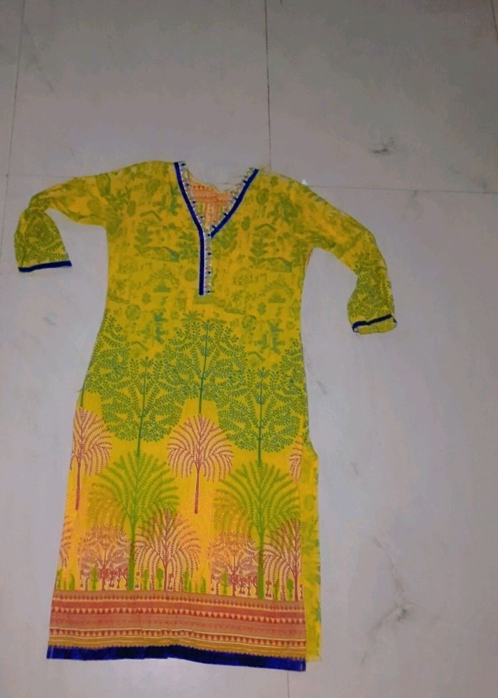 Yellow Floral Kurti