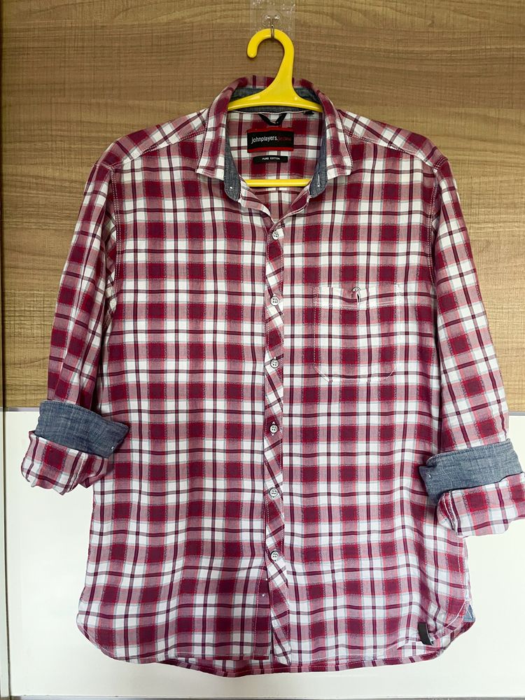 Maroon Red White Shirt From John Player