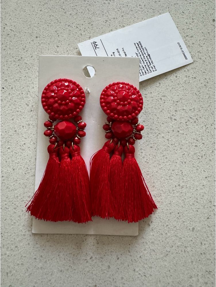 H&M Red Tassel Earrings