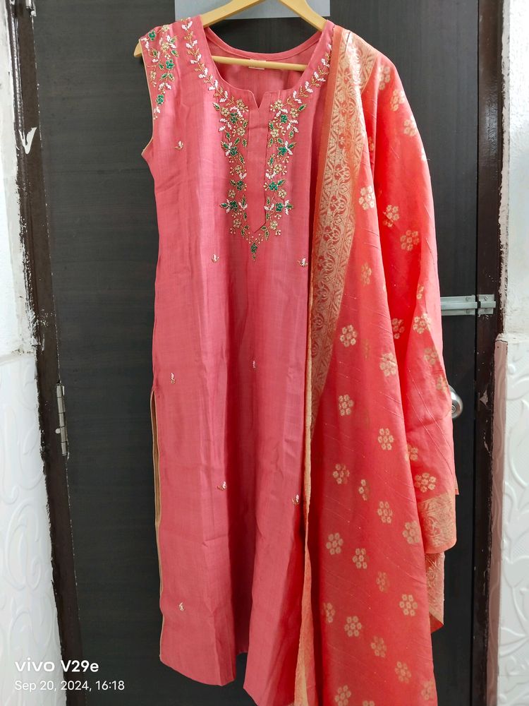 New Unused Partywear Cutdana Work Banarsi Dupatta