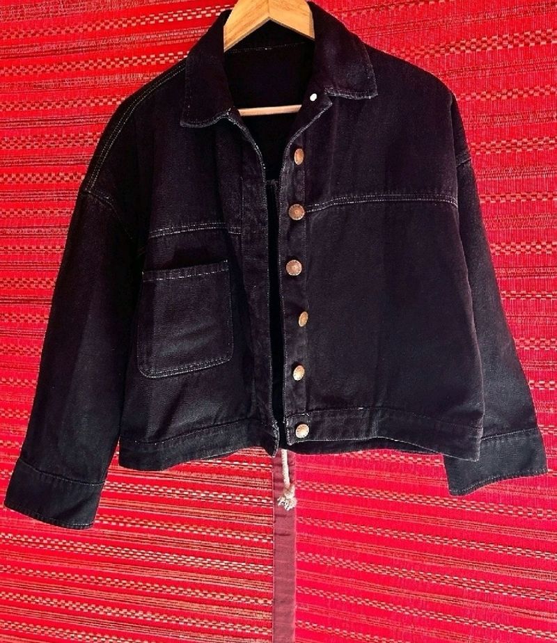 Unisex Denim Faded Black Jacket