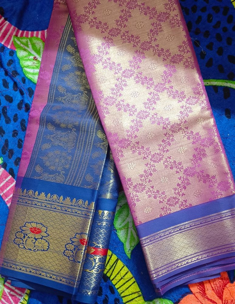 Purple And Blue Silk Saree