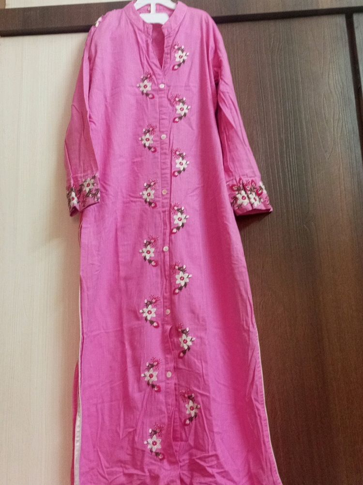 Pure Cotton Pink Kurta