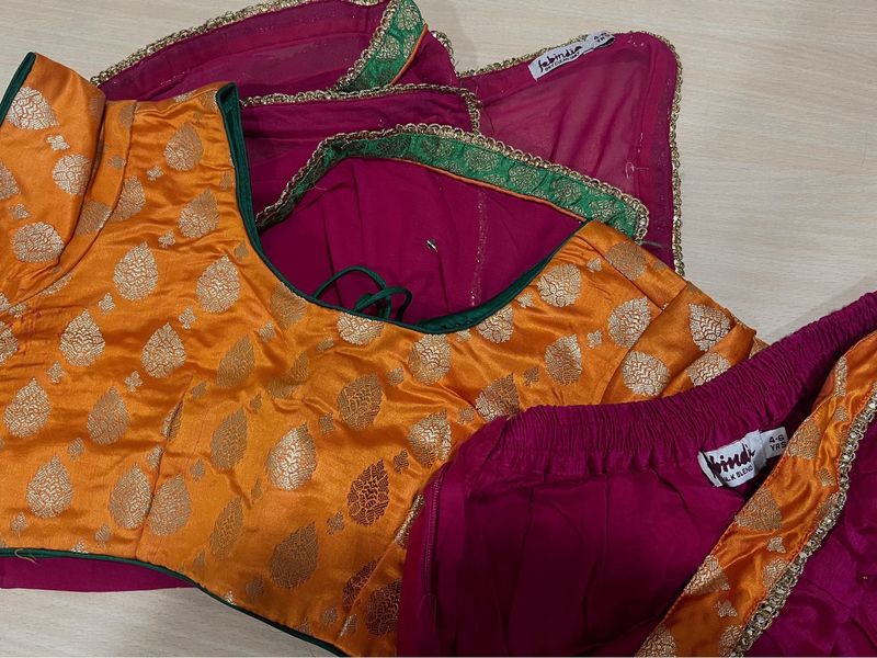 Brand new Fabindia Silk Lahanga Choli Dupatta4-6yr