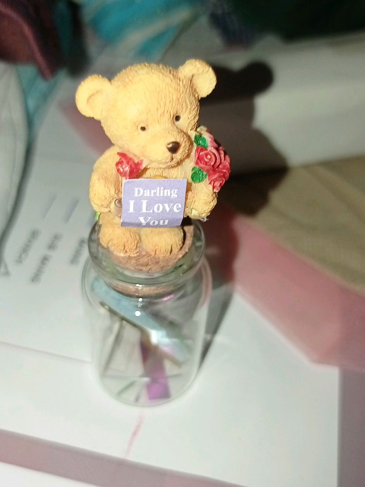 Glass Bottle I love You Teddy