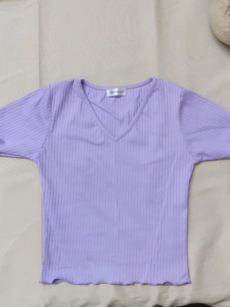 Lavender Fitted Crop Top