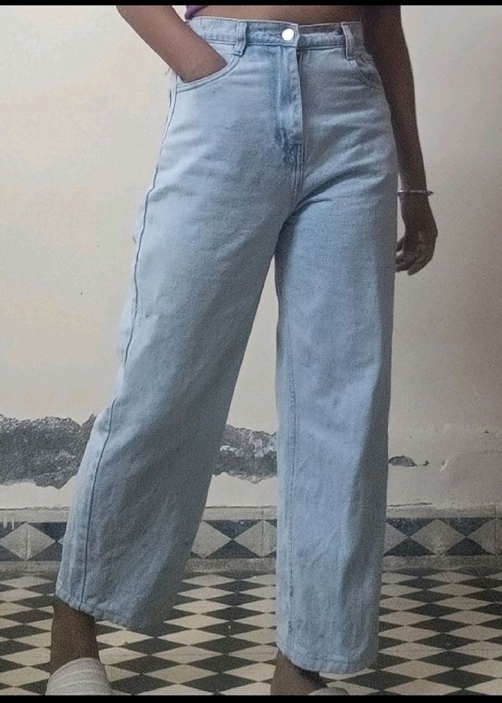 Ice Blue Wide Leg Jeans