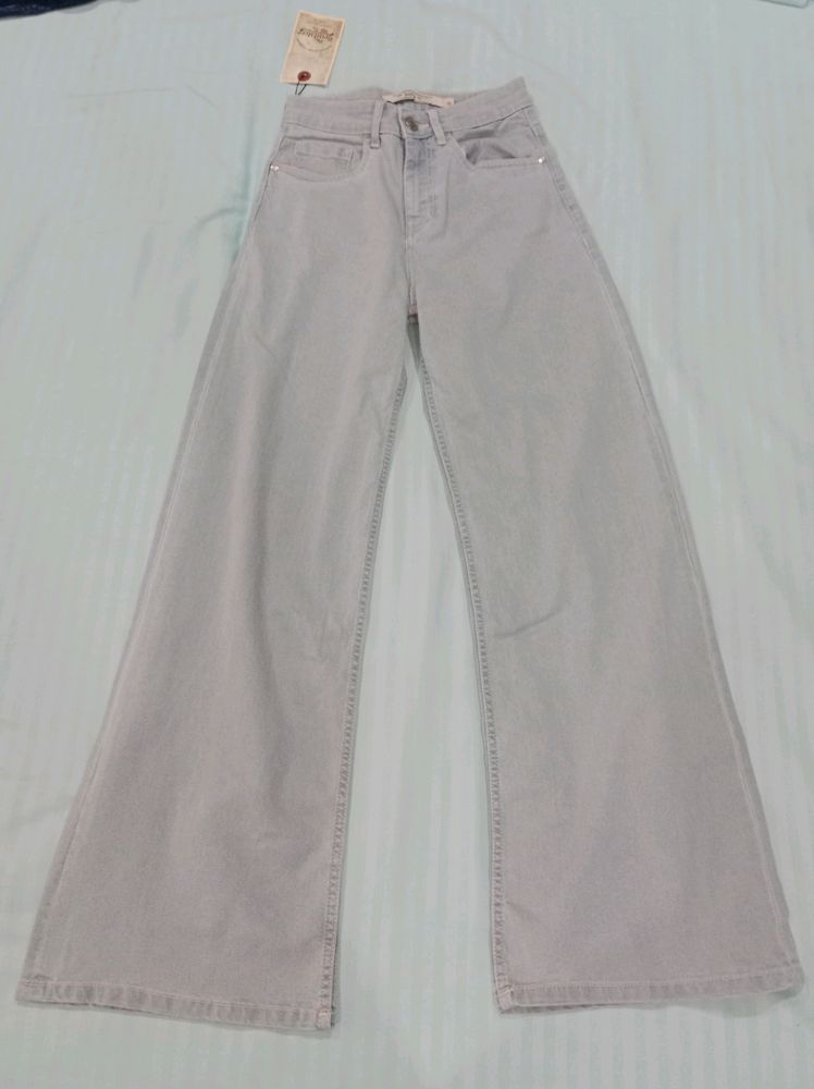 Light Blue High Waist Jeans Wide Leg