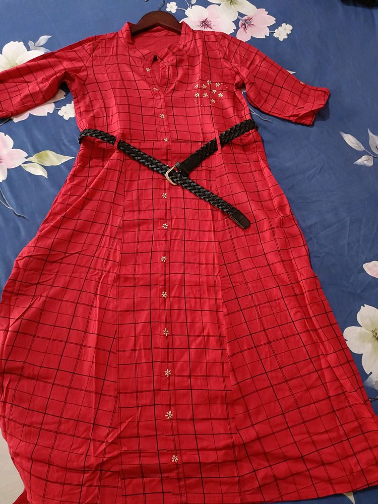 Red A-line Dress